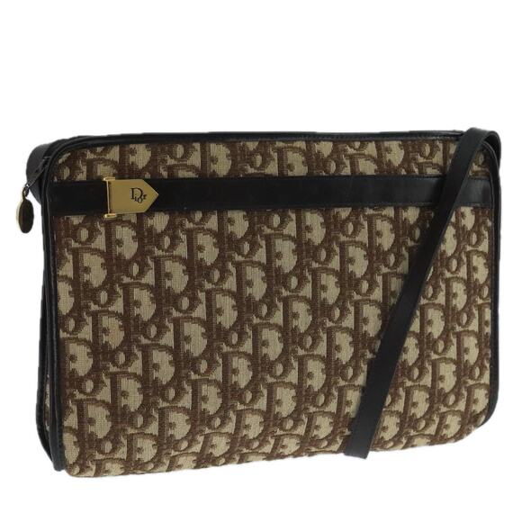 DIOR Trotter Canvas Shoulder Bag Beige Gold - Picture 1 of 16